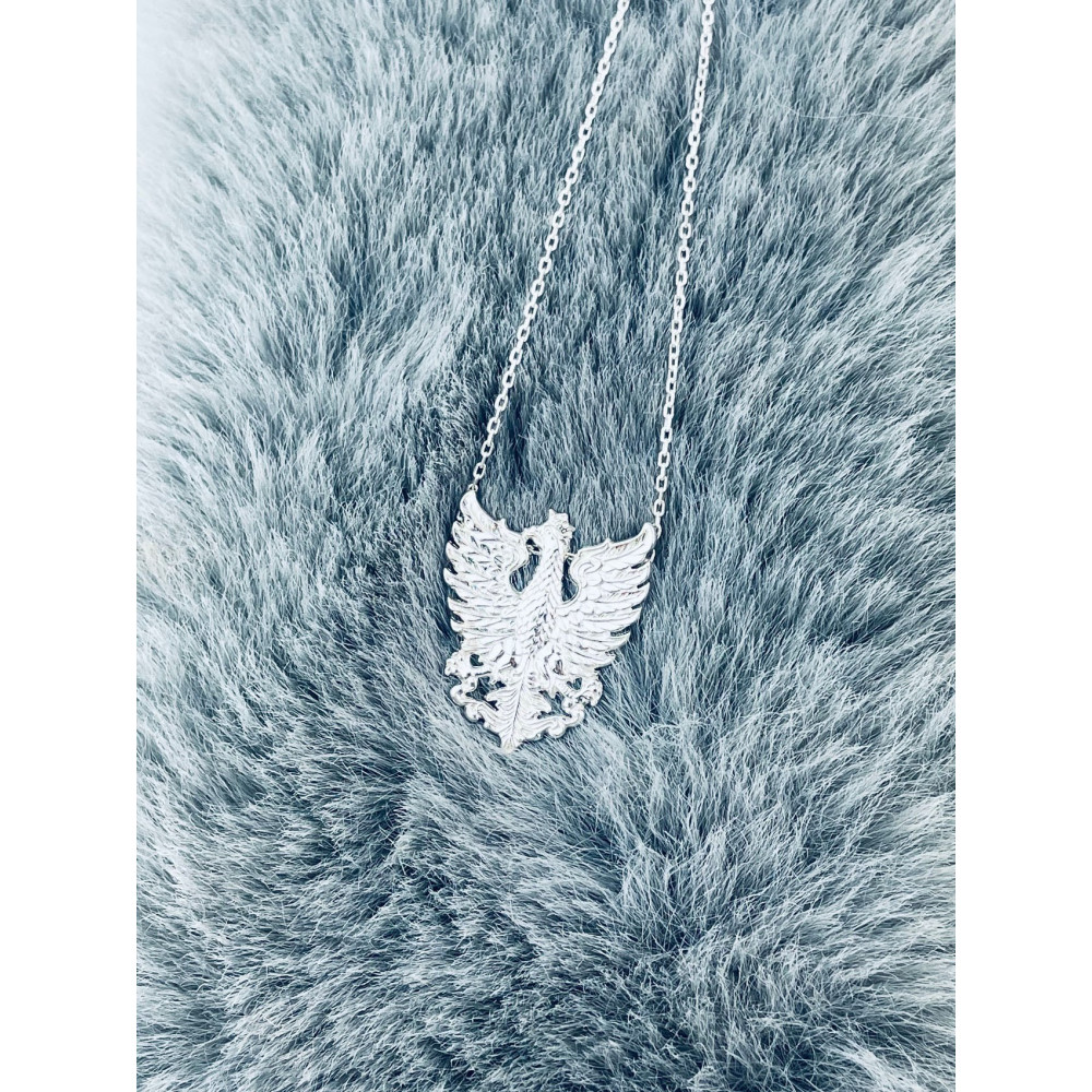 Srebrny wisiorek Orzeł Biały w Koronie Godło Polski zawieszka patriotyczna