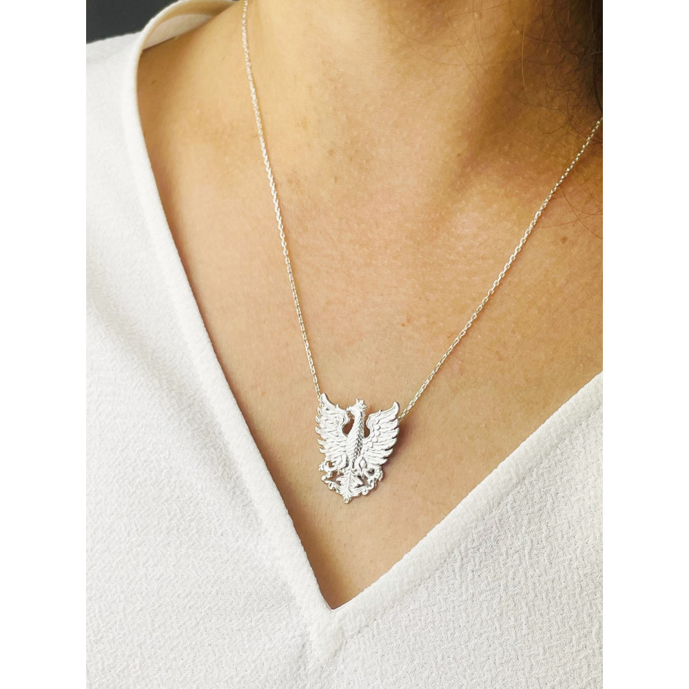 925 Silber Anhänger Anhänger Weißer Adler in Krone Emblem