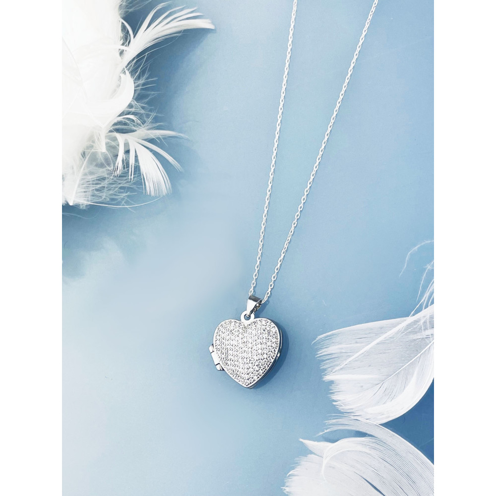 Silber Damen Medaillon Anhänger Herz Amulett Talisman