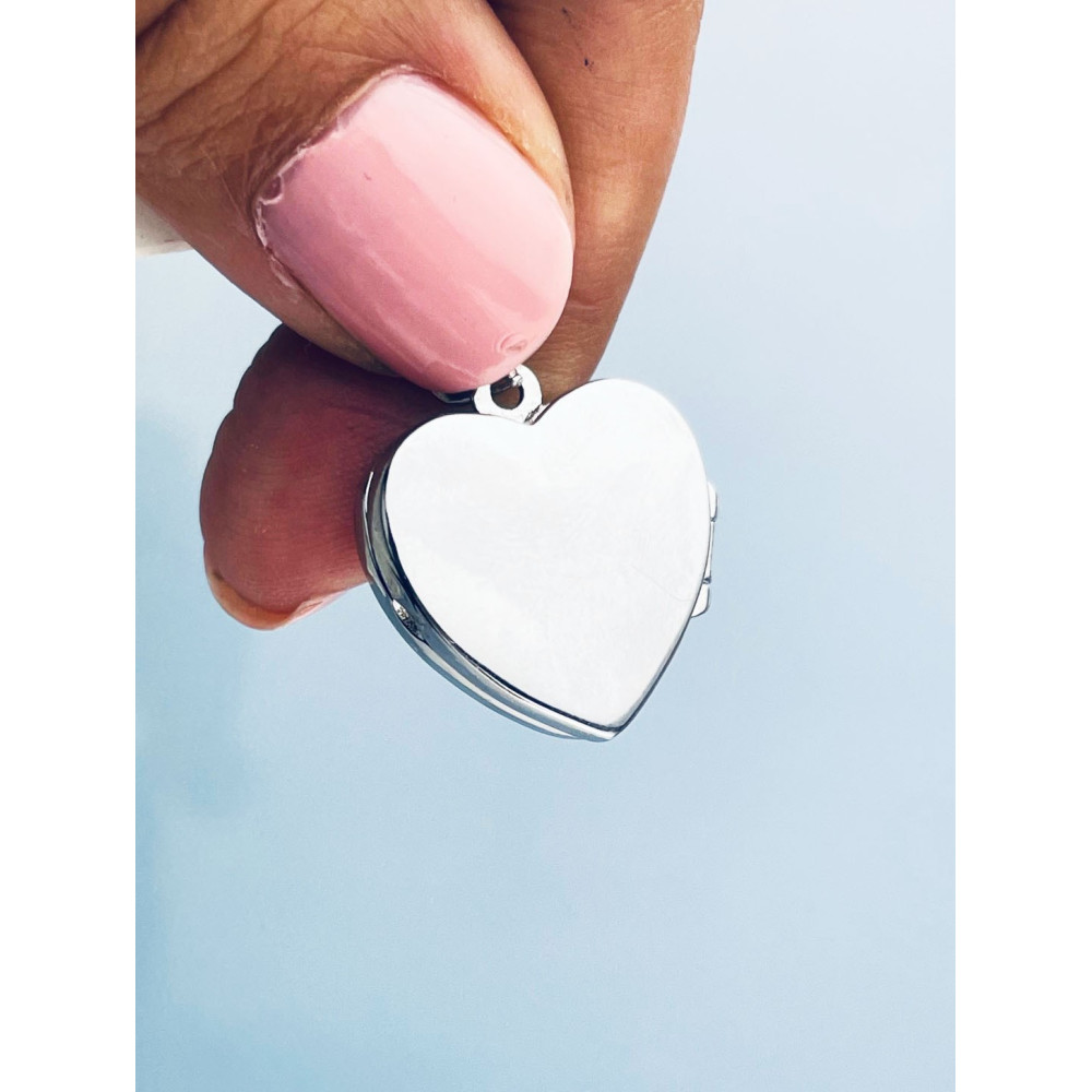 Silber Damen Medaillon Anhänger Herz Amulett Talisman