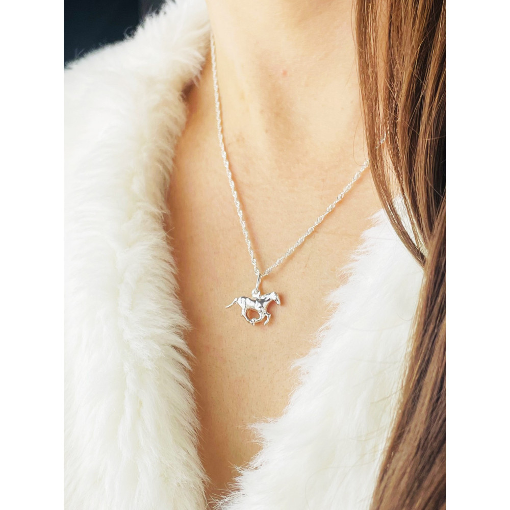 925 Silber Damen Medaillon Anhänger Pferd