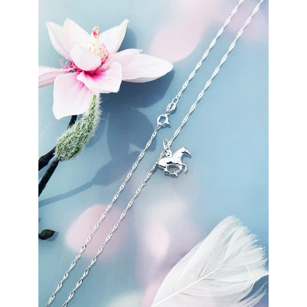 925 Silber Damen Medaillon Anhänger Pferd