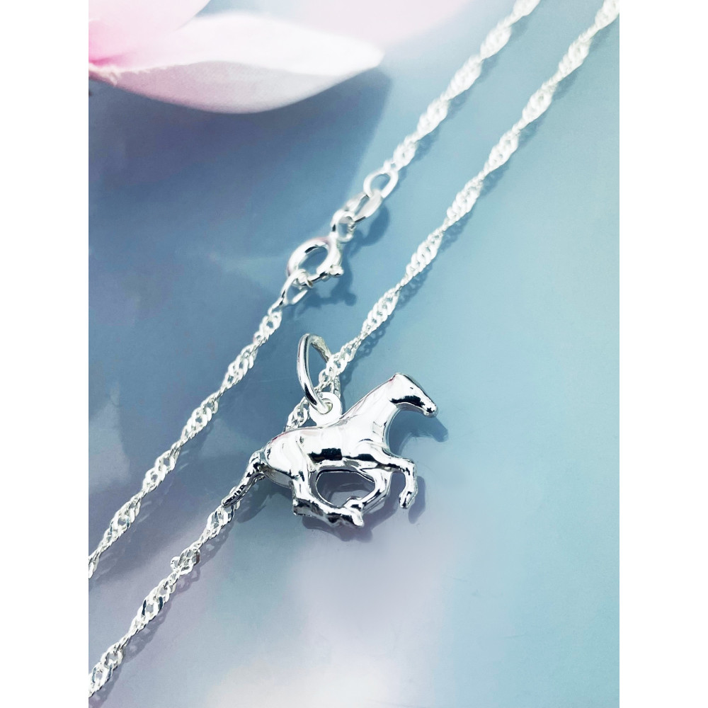 925 Silber Damen Medaillon Anhänger Pferd