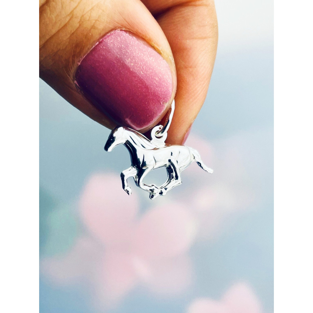 925 Silber Damen Medaillon Anhänger Pferd