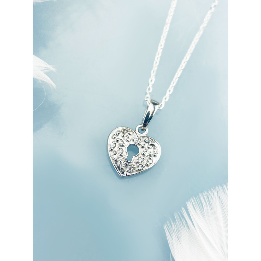 925 Silber Damen Medaillon Anhänger Herz mit Zirkonia