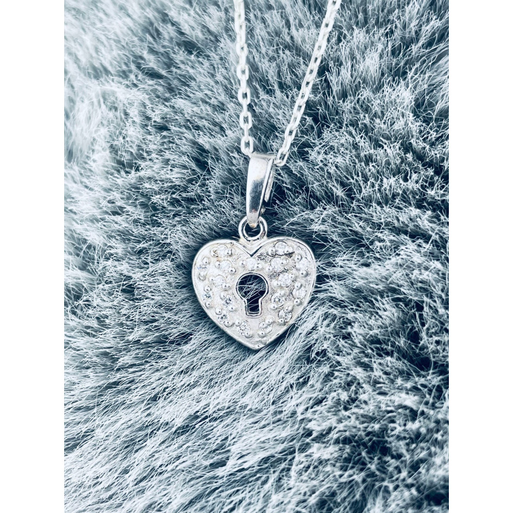 925 Silber Damen Medaillon Anhänger Herz mit Zirkonia