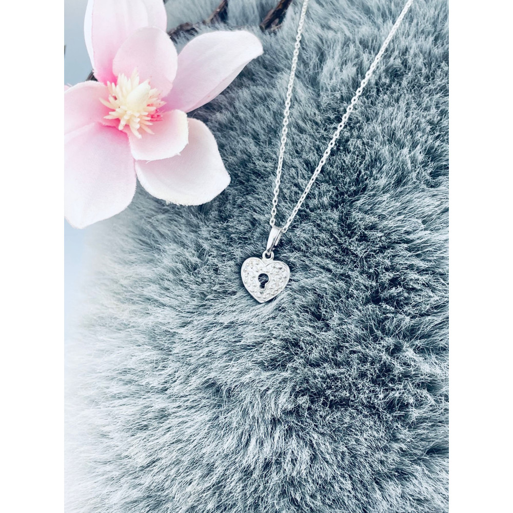 925 Silber Damen Medaillon Anhänger Herz mit Zirkonia