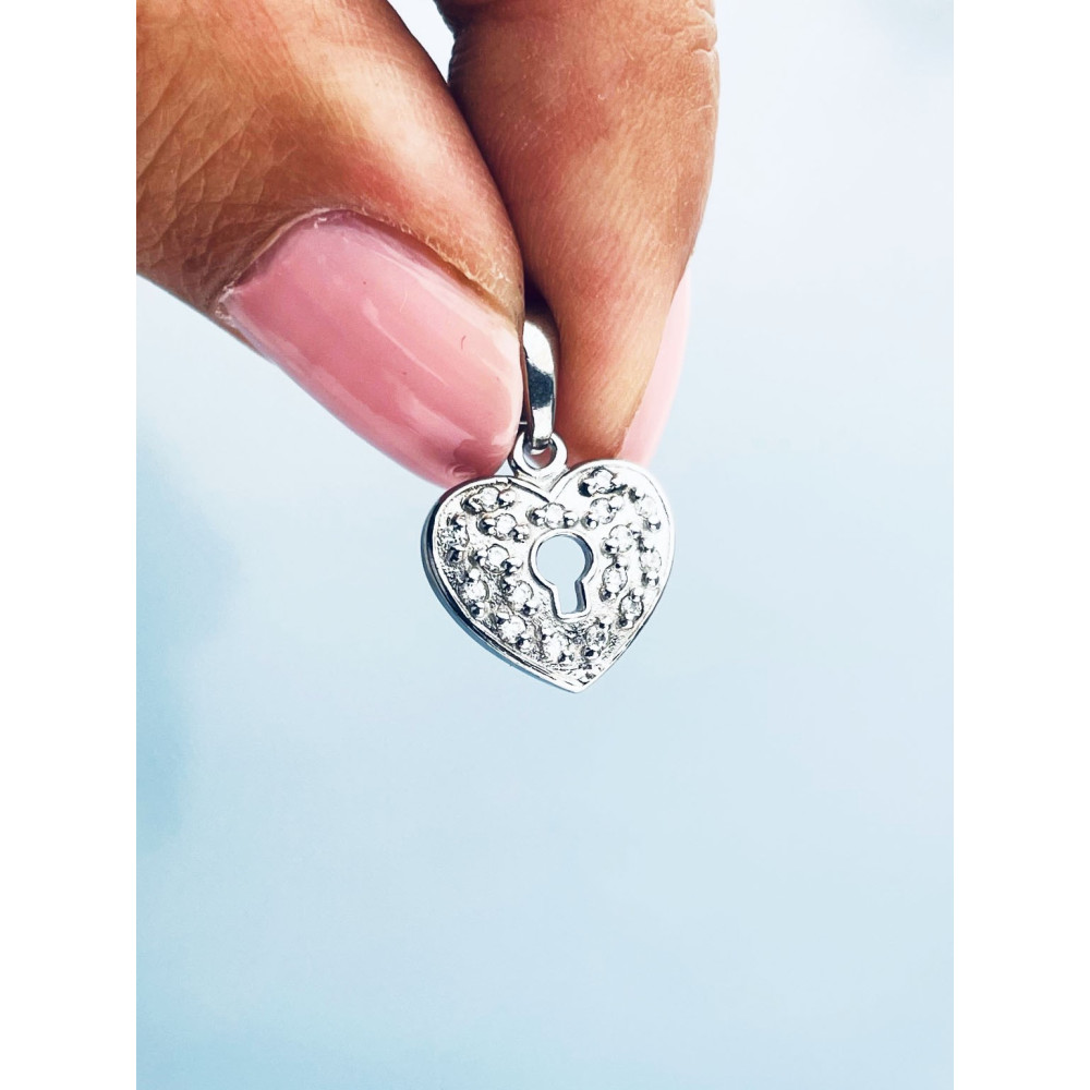 925 Silber Damen Medaillon Anhänger Herz mit Zirkonia