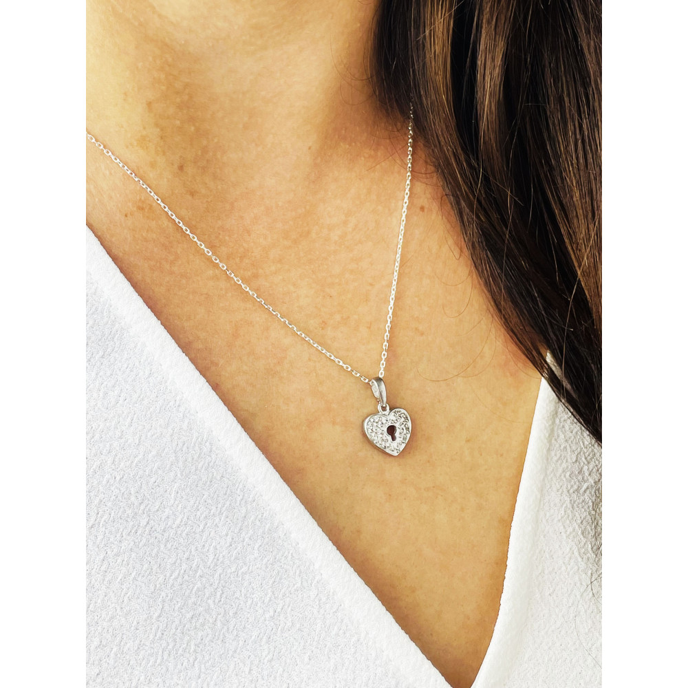 925 Silber Damen Medaillon Anhänger Herz mit Zirkonia