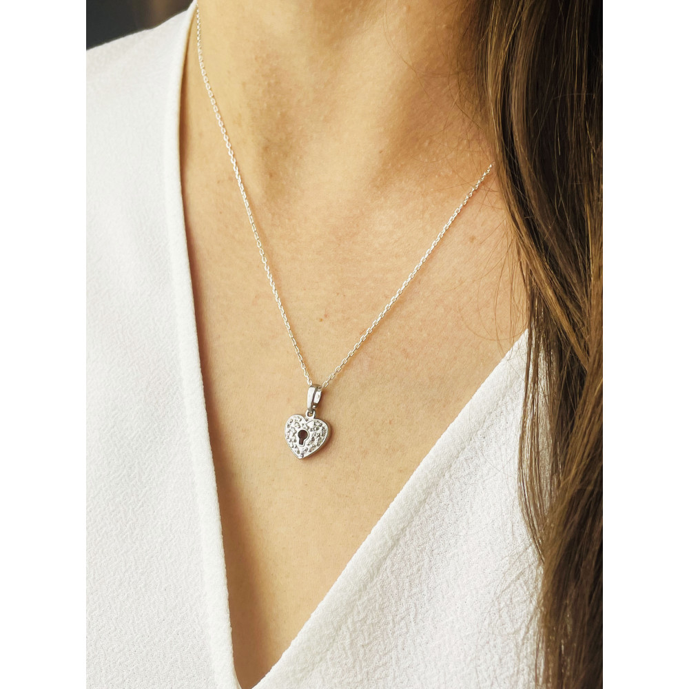 925 Silber Damen Medaillon Anhänger Herz mit Zirkonia