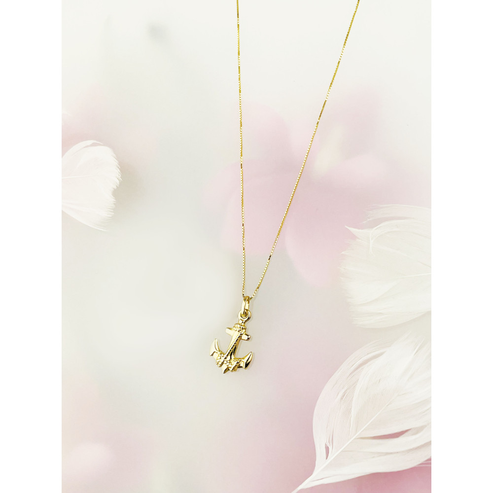 Złoty wisiorek zawieszka kotwica figurka