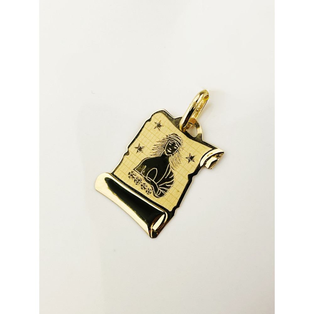 Goldanhänger Gelbgold Papyrus Jungfrau Sternzeichen Tierkreiszeichen Horoskop Kettenanhänger