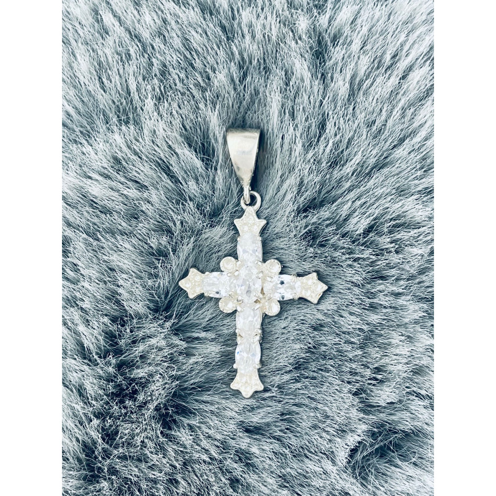 Silber 925er Anhänger Kreuz  mit Zirkonia Erstkommunion Taufe