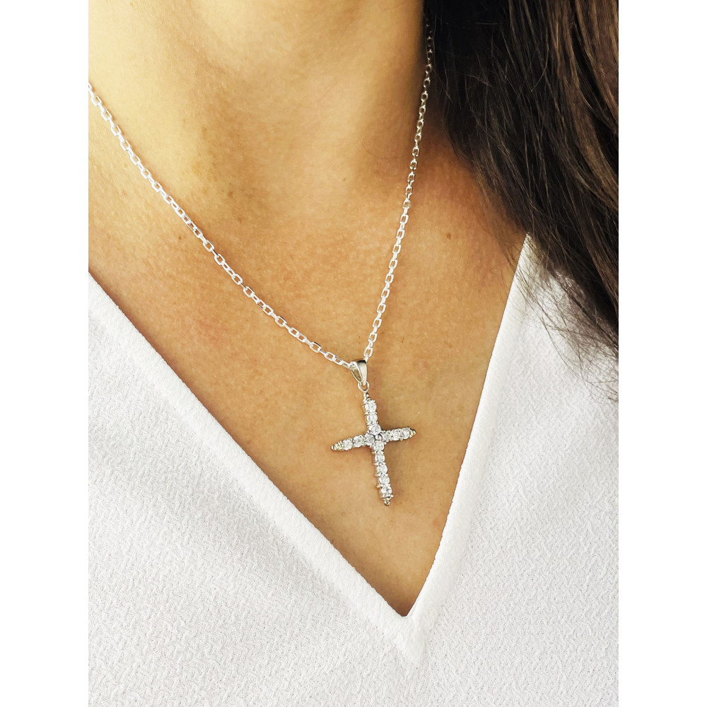 copy of Srebrny komplet naszyjnik łańcuszek rombo zawieszka Archanioł Michał