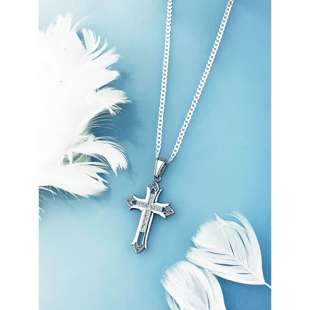 Silber 925er Anhänger Kreuz  gotisches Kreuz Erstkommunion Taufe