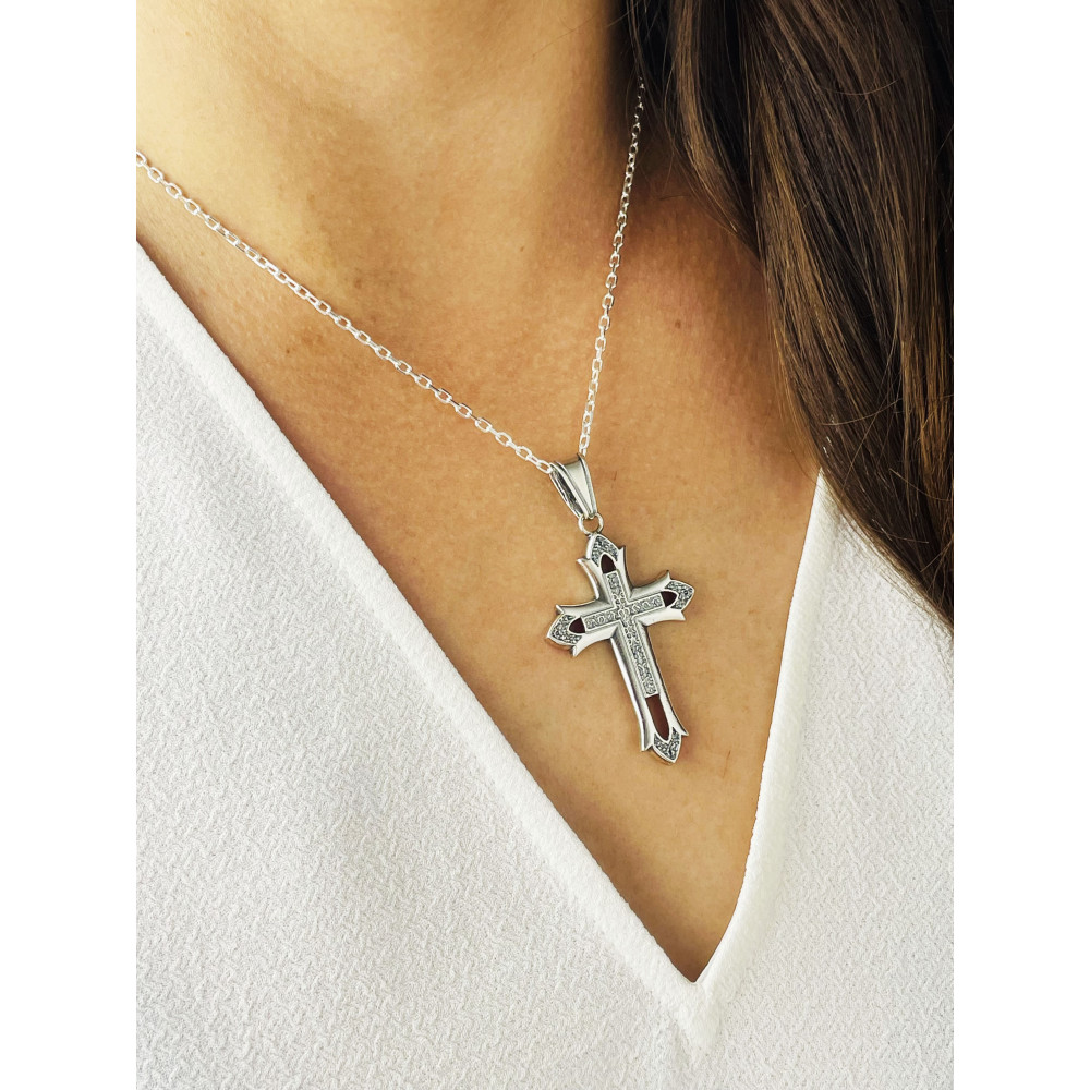 Silber 925er Anhänger Kreuz  gotisches Kreuz Erstkommunion Taufe