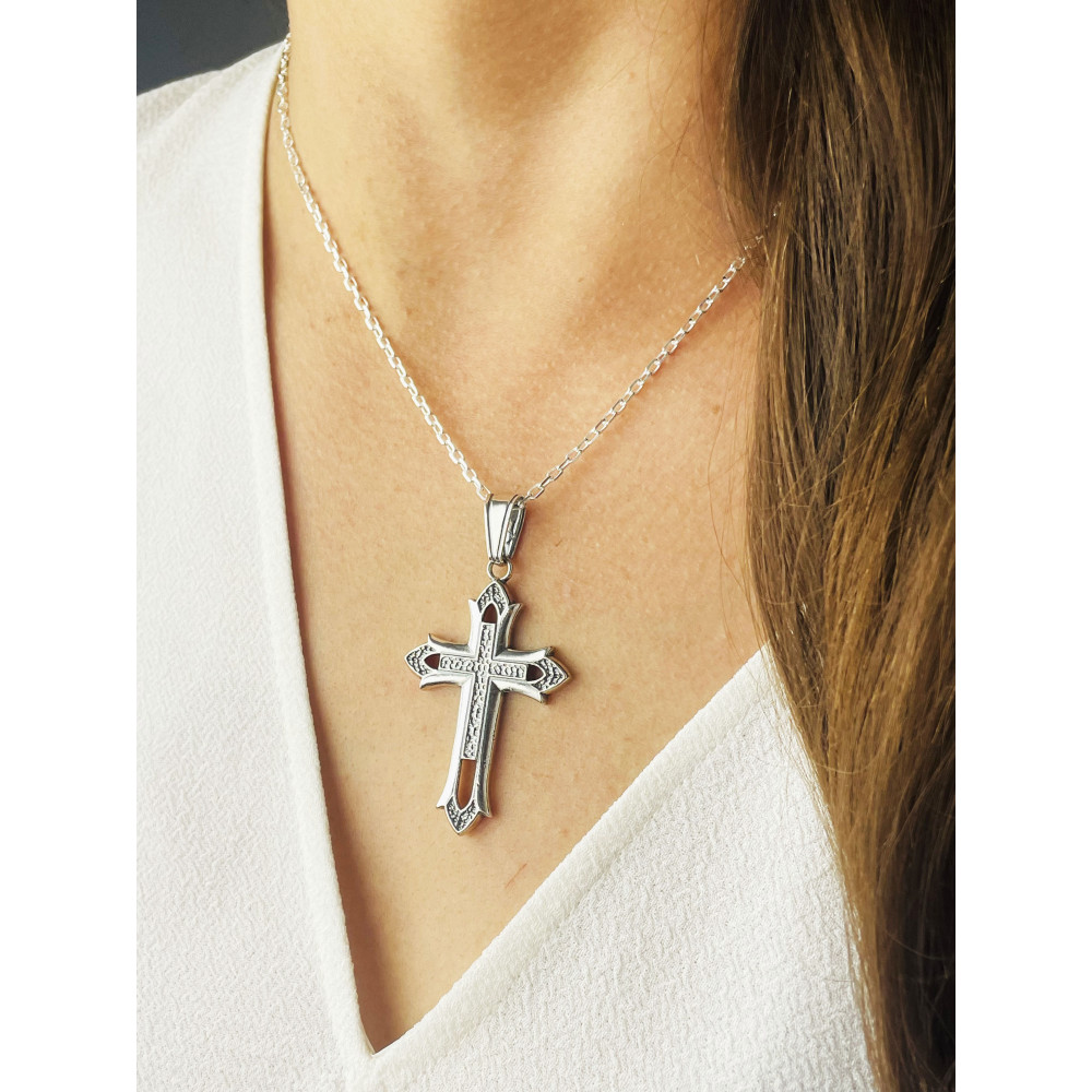 Silber 925er Anhänger Kreuz  gotisches Kreuz Erstkommunion Taufe