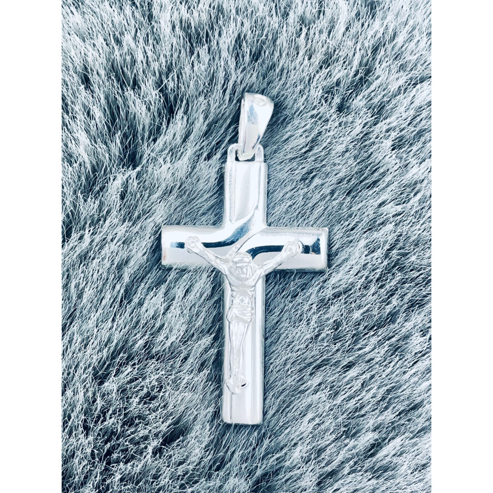 Silber Anhänger Kreuz mit Jesus Christus Erstkommunion Taufe