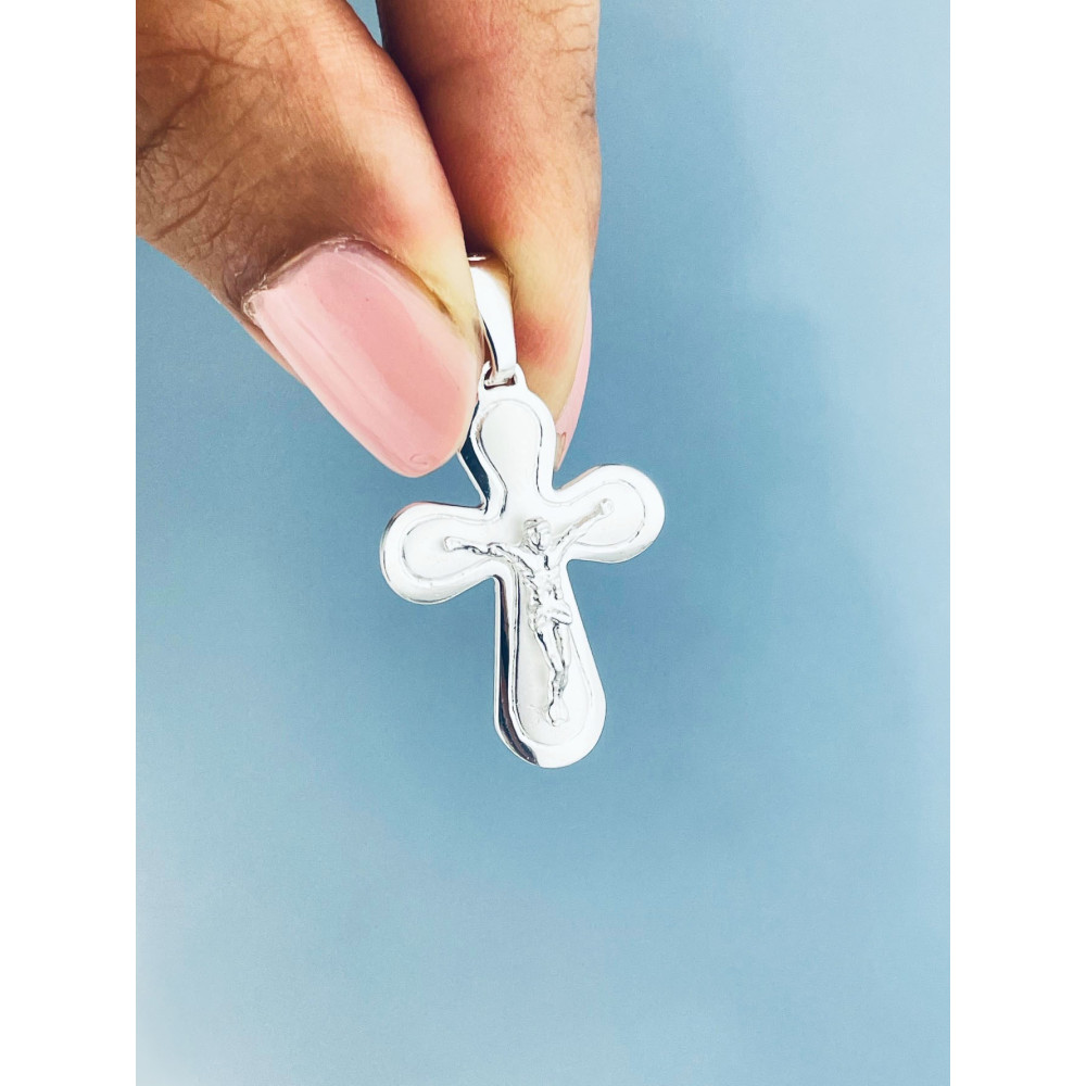 Silber Anhänger Kreuz mit Jesus Christus Erstkommunion Taufe