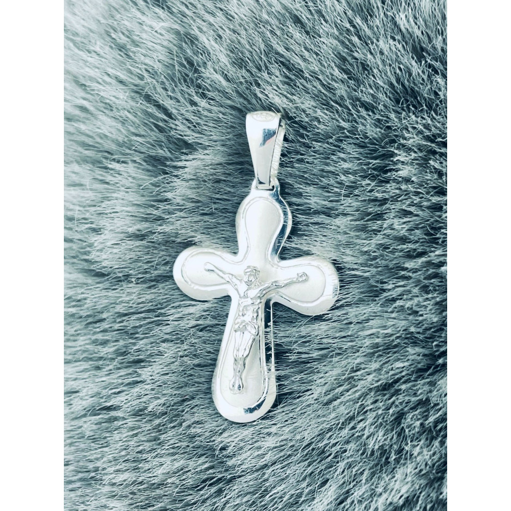 Silber Anhänger Kreuz mit Jesus Christus Erstkommunion Taufe