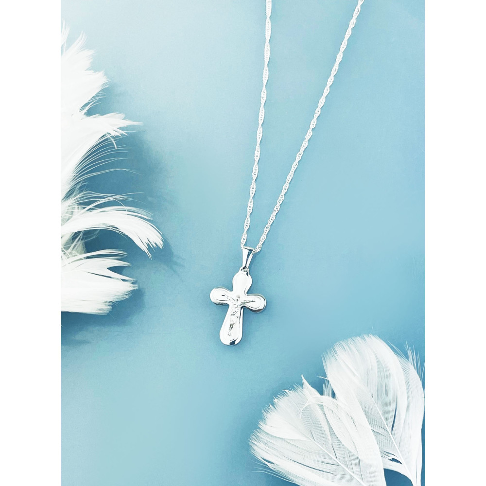 Silber Anhänger Kreuz mit Jesus Christus Erstkommunion Taufe