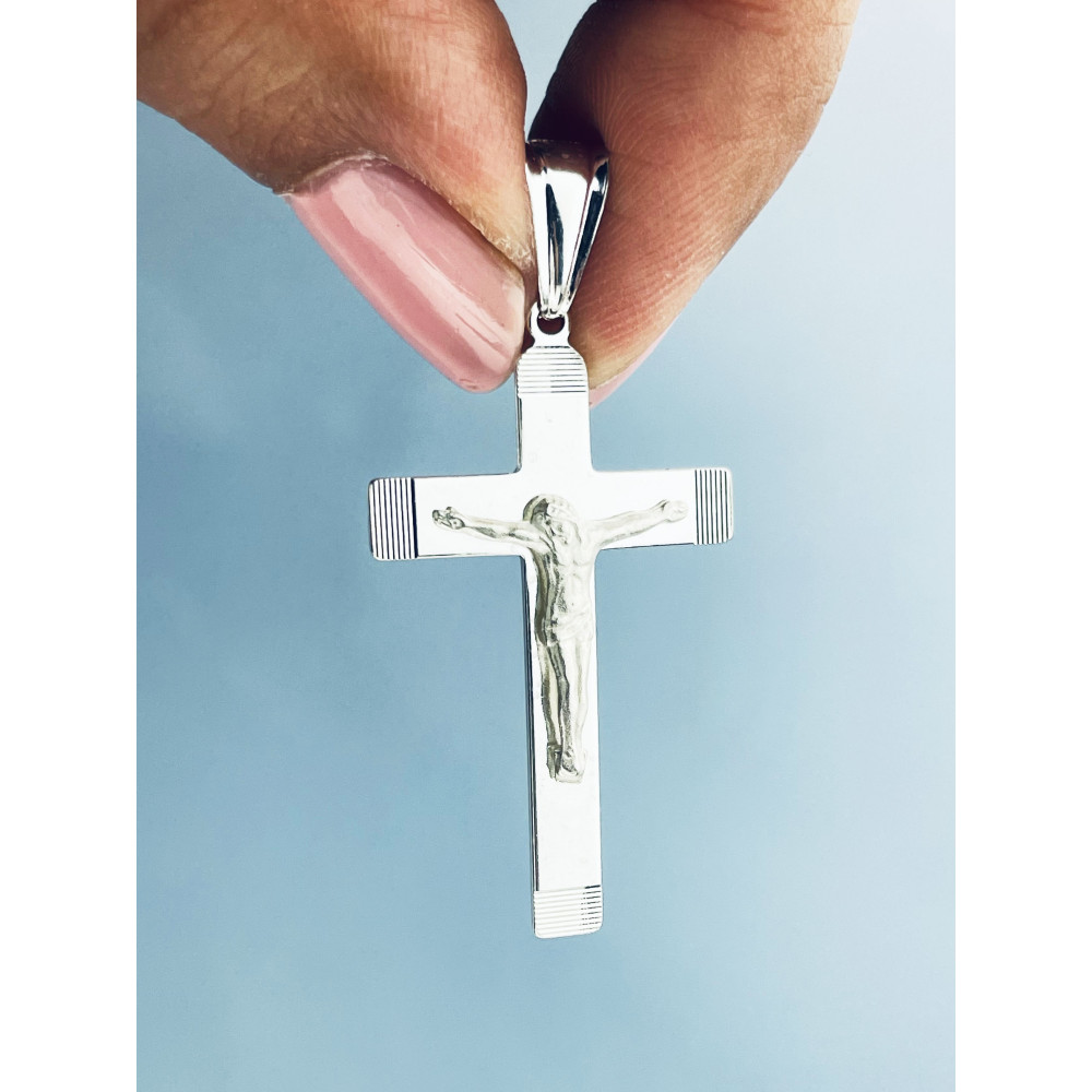 Srebrny krzyżyk Pan Jezus Komunia Chrzest