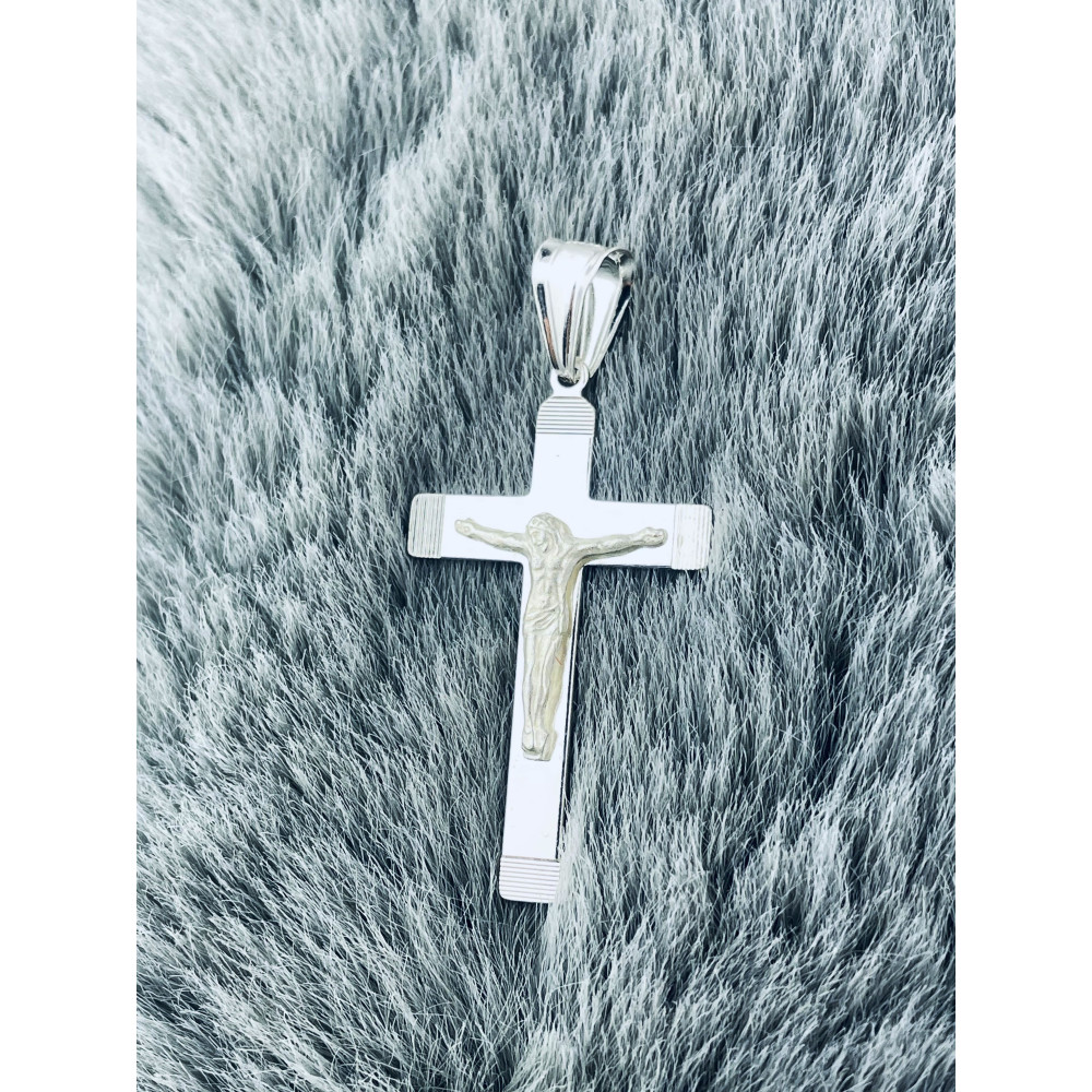 Silber Anhänger Kreuz mit Jesus Christus Erstkommunion Taufe