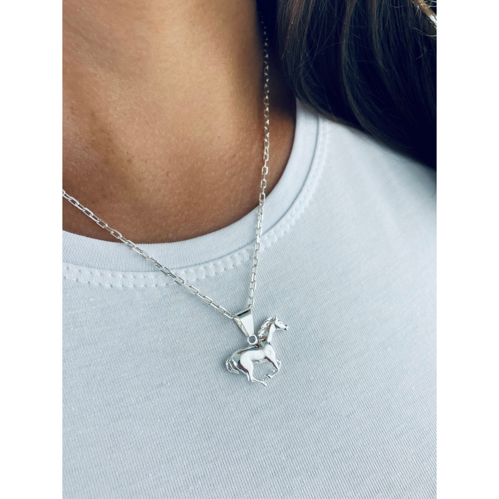 Srebrny wisiorek zawieszka koń w galopie figurka