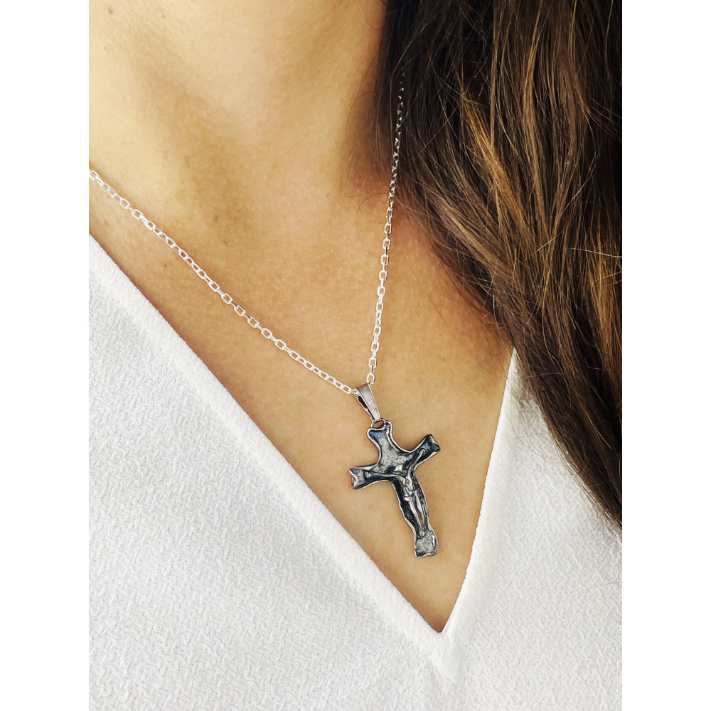 Silber 925er Anhänger Kreuz  mit Jesus Erstkommunion Taufe