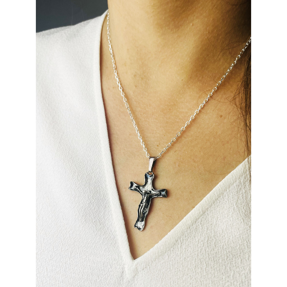 Silber 925er Anhänger Kreuz  mit Jesus Erstkommunion Taufe