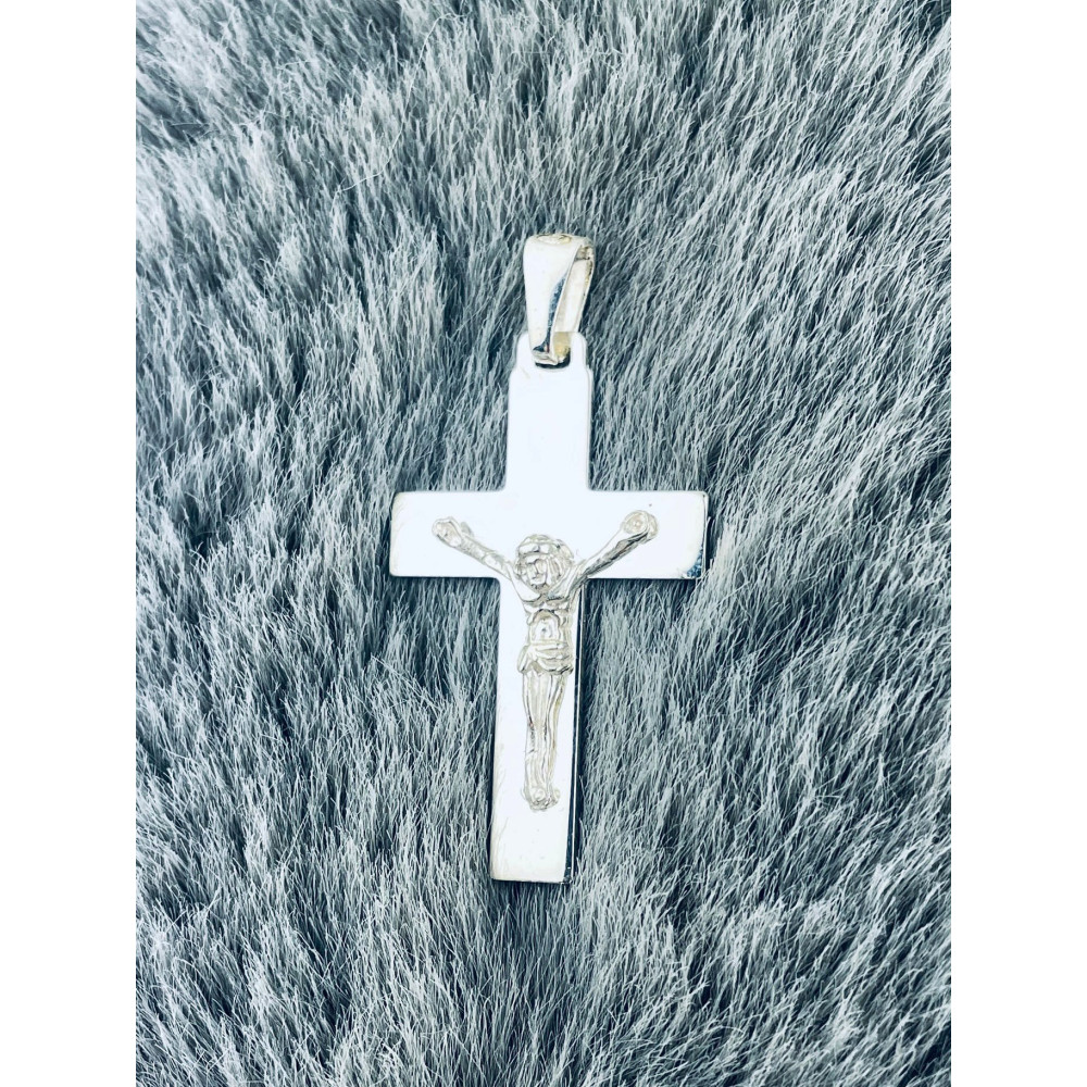 Silber Anhänger Kreuz mit Jesus Christus Erstkommunion Taufe