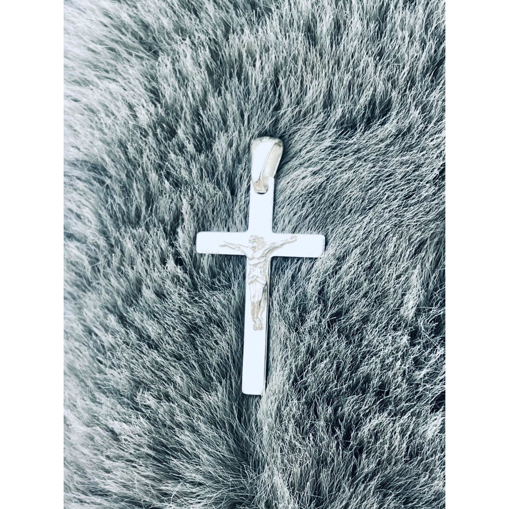 Silber Anhänger Kreuz mit Jesus Christus Erstkommunion Taufe