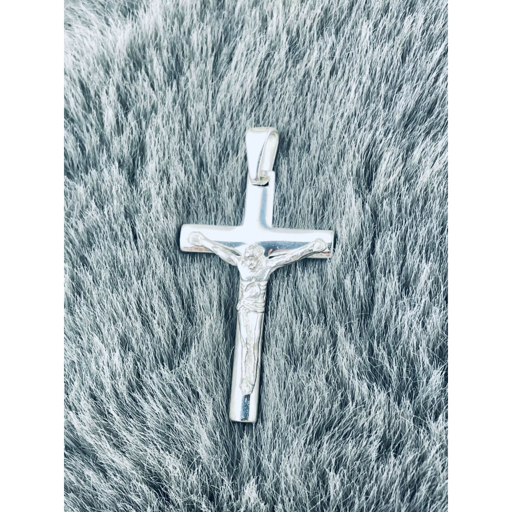 Silber Anhänger Kreuz mit Jesus Christus Erstkommunion Taufe
