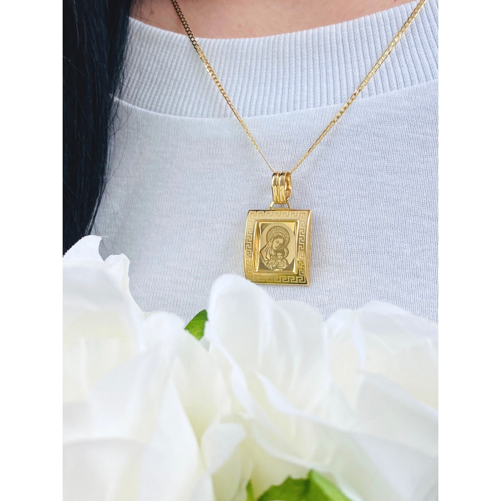 Złoty Medalik Zawieszka Matka Boska z Dzieciątkiem Jezus