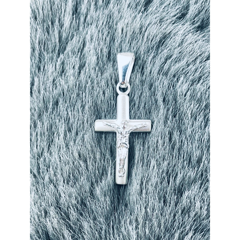 Silber Anhänger Kreuz mit Jesus Christus Erstkommunion Taufe