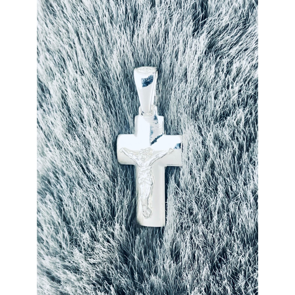 Silber Anhänger Kreuz mit Jesus Christus Erstkommunion Taufe