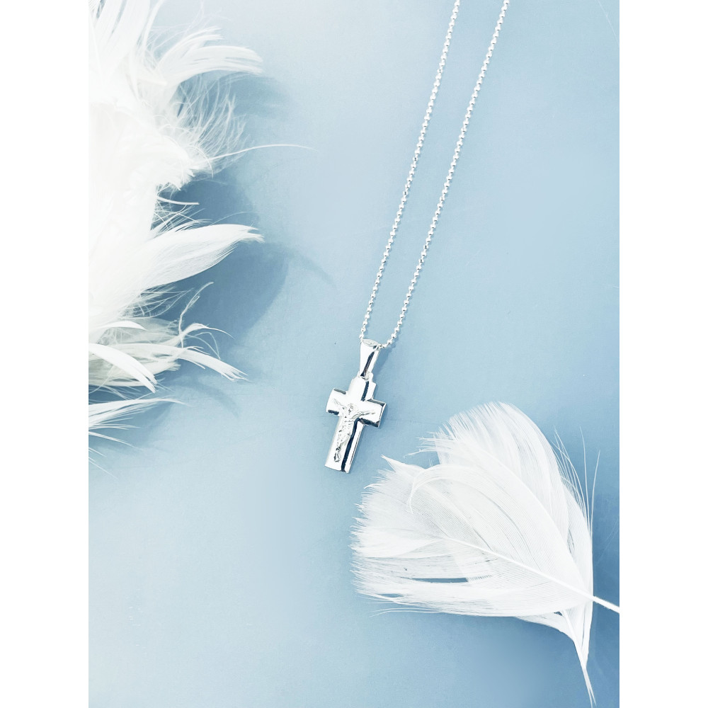 Silber Anhänger Kreuz mit Jesus Christus Erstkommunion Taufe