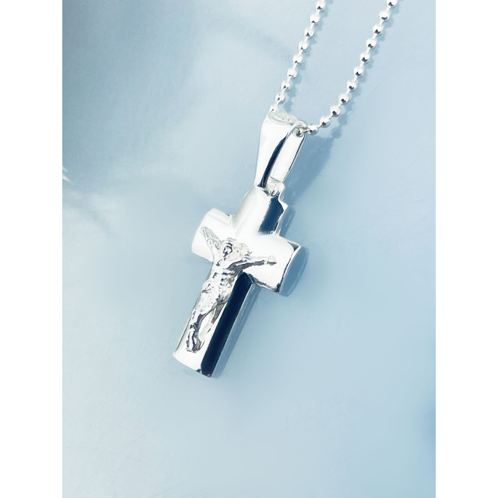 Silber Anhänger Kreuz mit Jesus Christus Erstkommunion Taufe