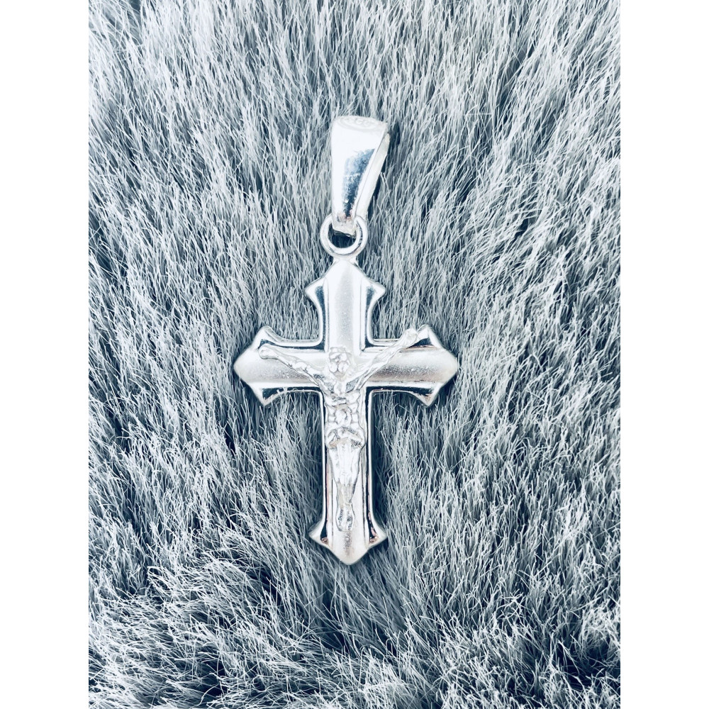 Silber Anhänger Kreuz mit Jesus Christus Erstkommunion Taufe