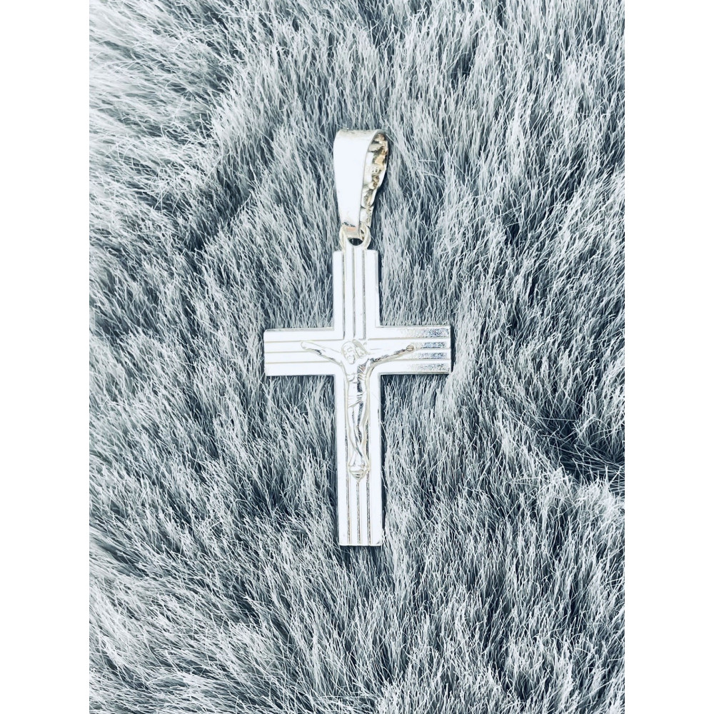 Silber Anhänger Kreuz mit Jesus Christus Erstkommunion Taufe