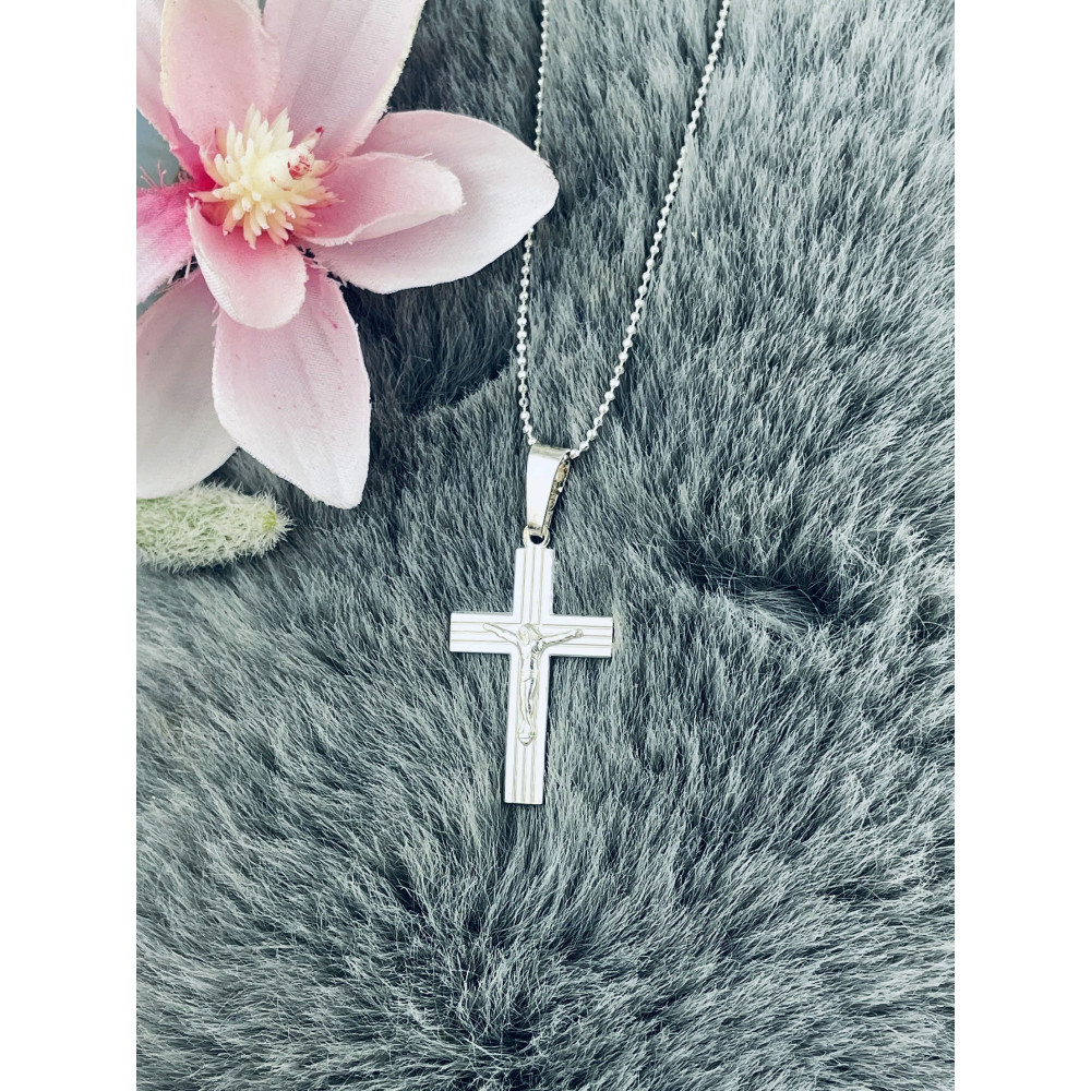 Silber Anhänger Kreuz mit Jesus Christus Erstkommunion Taufe