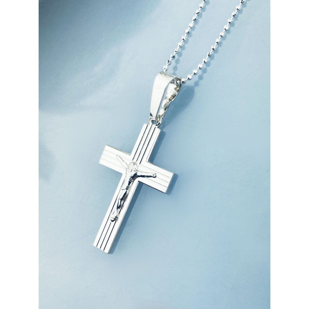 Silber Anhänger Kreuz mit Jesus Christus Erstkommunion Taufe