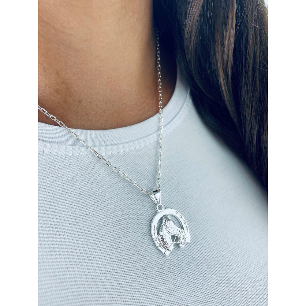 Silber Anhänger Pferd Hufeisen