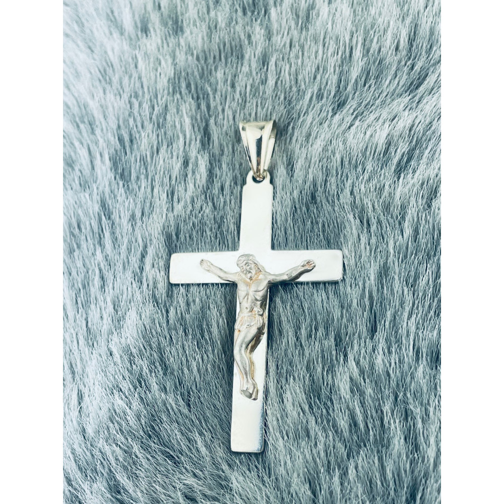 Silber Anhänger Kreuz mit Jesus Christus Erstkommunion Taufe