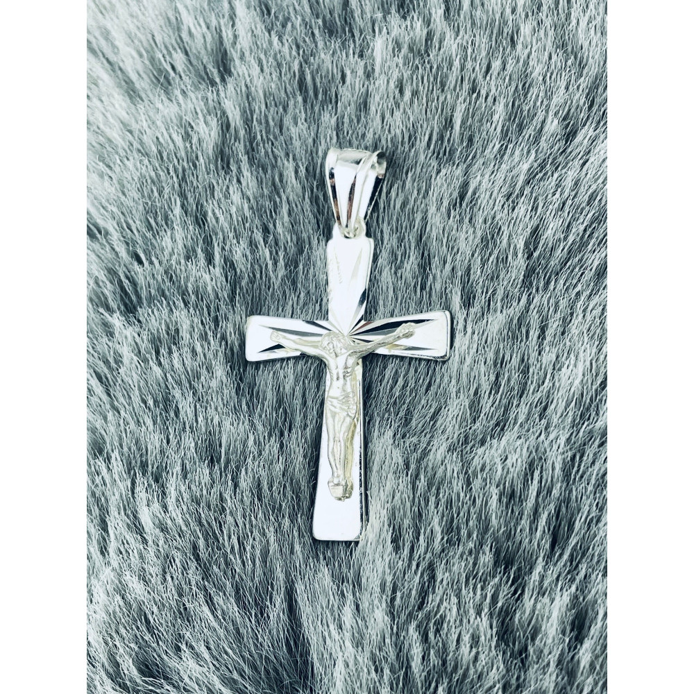 Silber Anhänger Kreuz mit Jesus Christus Erstkommunion Taufe