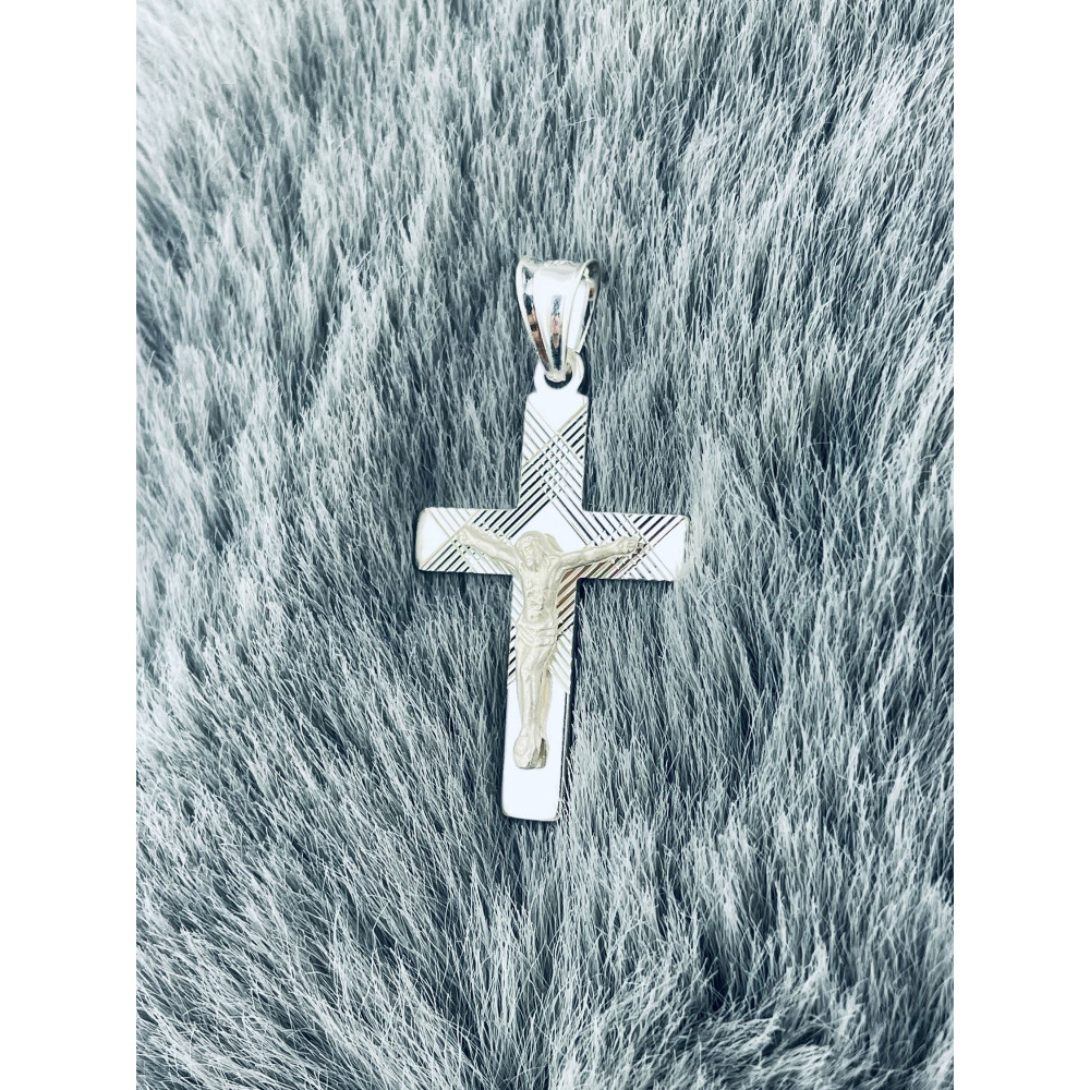 Silber Anhänger Kreuz mit Jesus Christus Erstkommunion Taufe