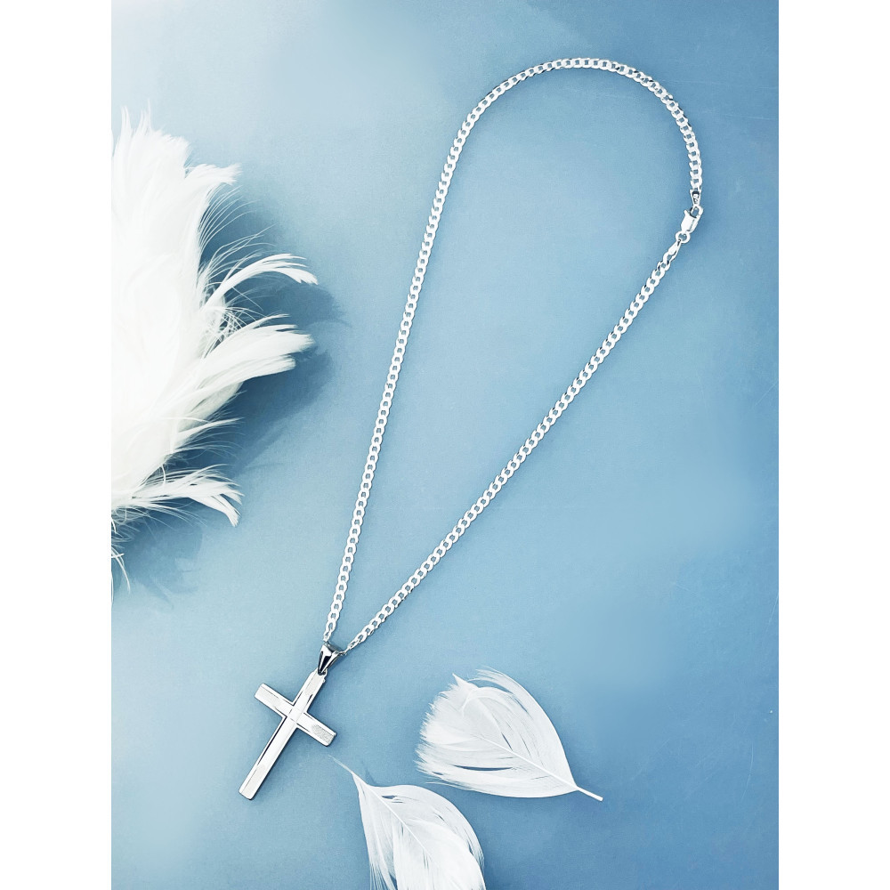 copy of Srebrny komplet naszyjnik łańcuszek rombo zawieszka Archanioł Michał