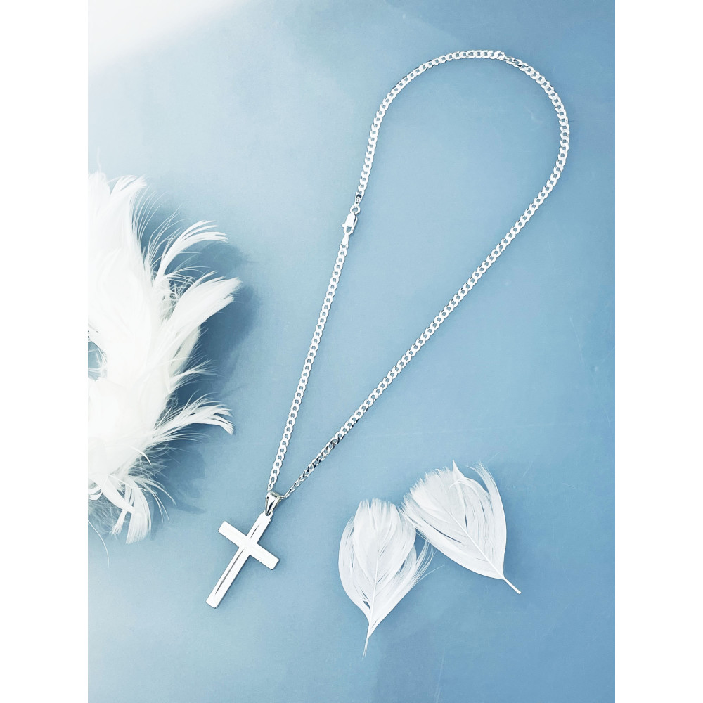 copy of Srebrny komplet naszyjnik łańcuszek rombo zawieszka Archanioł Michał