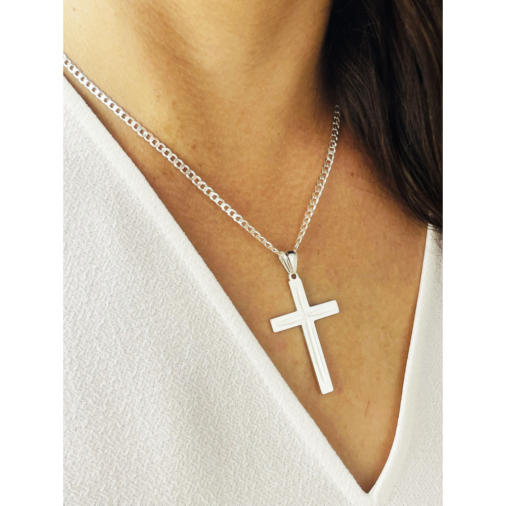 copy of Srebrny komplet naszyjnik łańcuszek rombo zawieszka Archanioł Michał