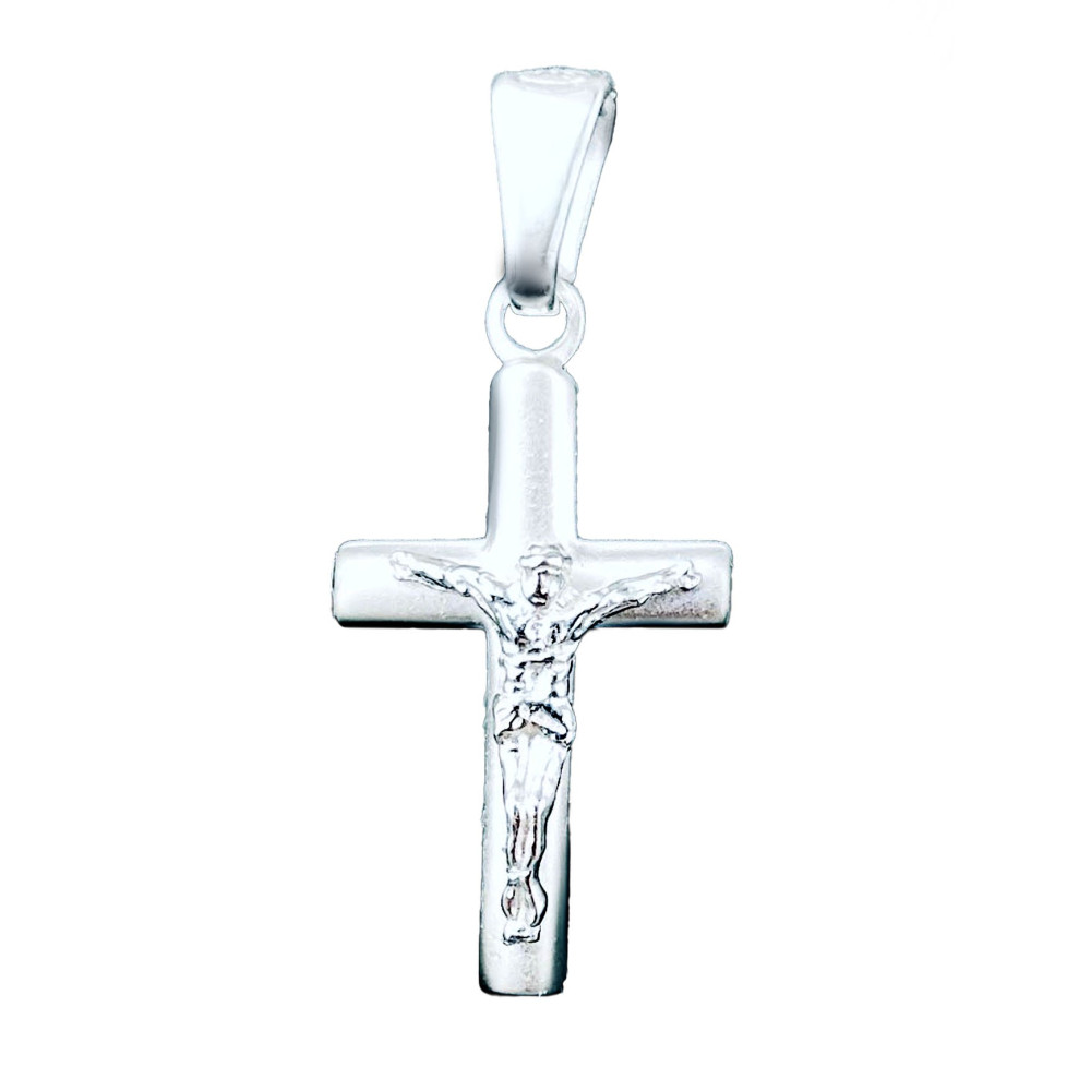 Silber Anhänger Kreuz mit Jesus Christus Erstkommunion Taufe